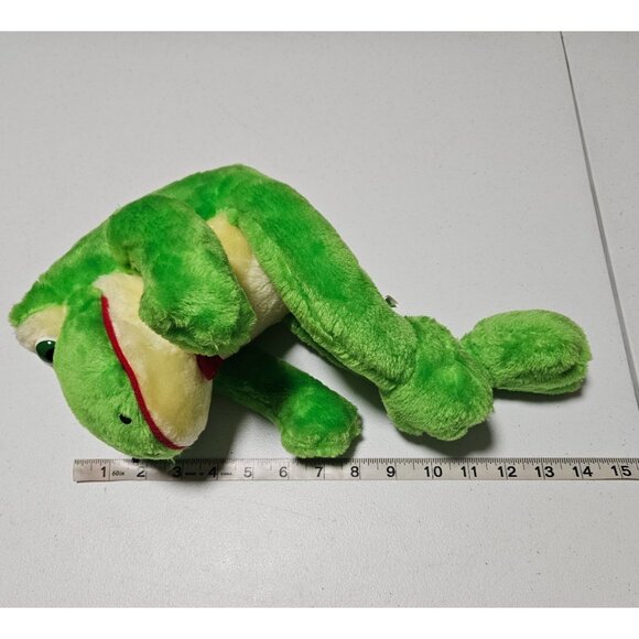 Vintage 80s Rainbow Creation Frog 14 inch Plush Green Toad Stiff Stuffed Animal - Picture 8 of 9